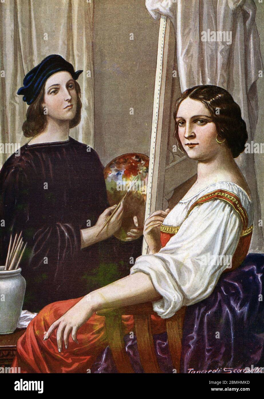 Peintre De La Renaissance Auteur De La Fornarina Portrait du peintre Raphaël (Raffaello Sanzio 1483 - 1520) péignant la  Fornarina' (peintre italien Raphaël et la jeune dame appelée la Fornarina)  Je Photo Stock - Alamy