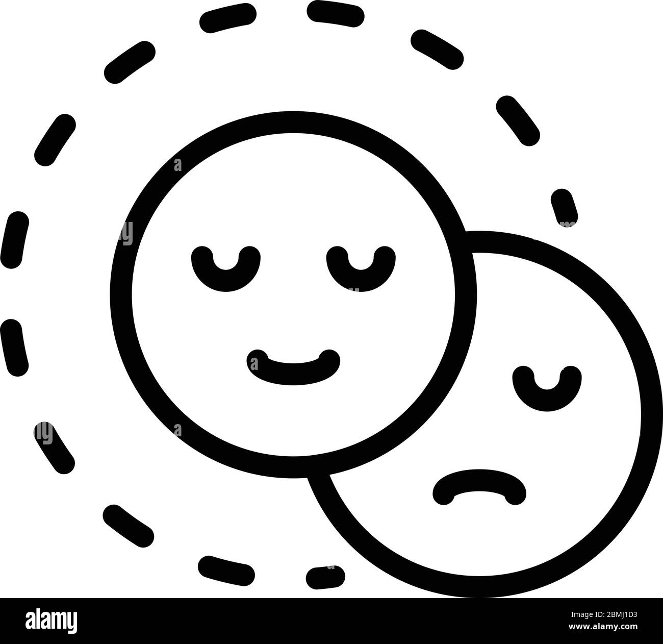 Icône sourire heureux et triste, style de contour Illustration de Vecteur