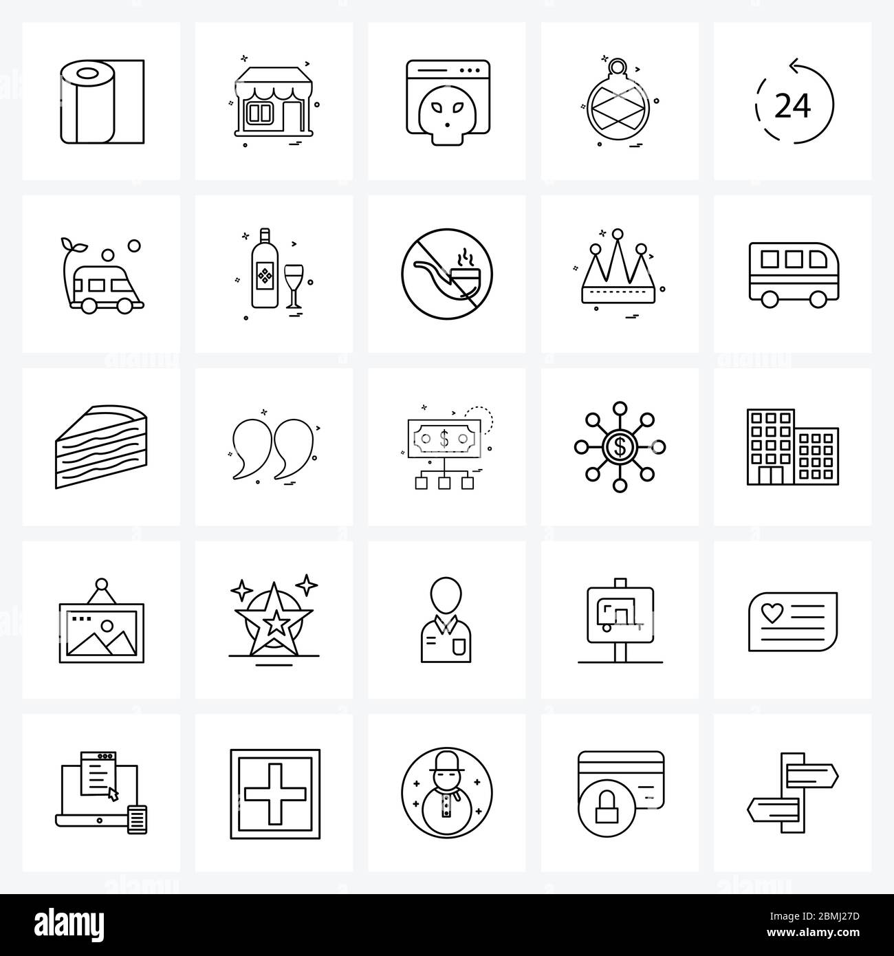 25 icônes Universal Line pour le Web et le mobile ECO, heures, virus, balle, Noël s Illustration vectorielle Illustration de Vecteur