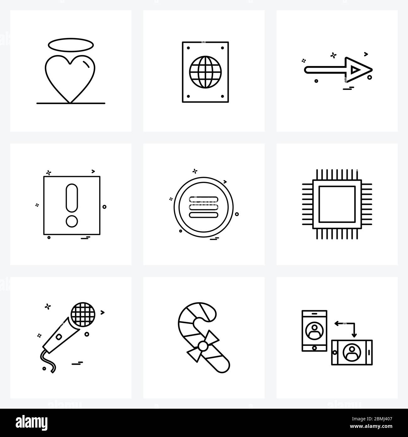 9 icônes de lignes vectorielles modifiables et symboles modernes de l'interface utilisateur, informations, flèches, informations, illustrations vectorielles Illustration de Vecteur