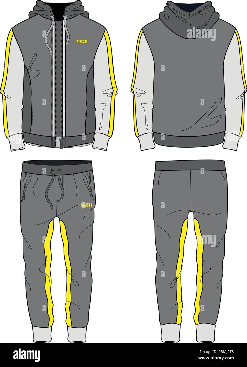 Homme Sport costume veste fermeture éclair et jogging pantalon modèle de vêtement Illustration de Vecteur