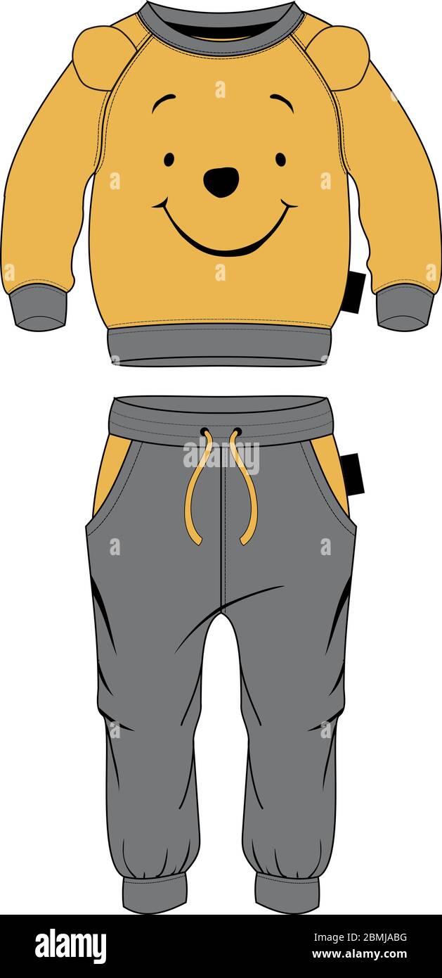 Ensemble de combinaison de sport pour garçons à capuche et pantalon de jogging à motif temlate Illustration de Vecteur