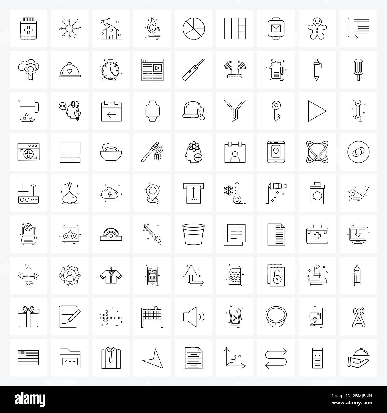 Jeu de 81 icônes et symboles UI pour les statistiques, graphique, domaine, laboratoire, microscope Illustration vectorielle Illustration de Vecteur