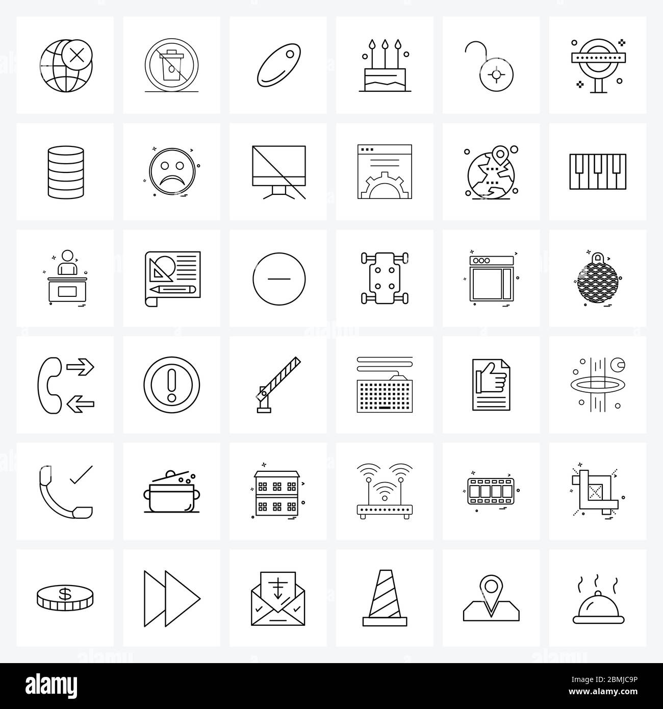 Symboles universels de 36 lignes modernes icônes de sécurité, clé, médecine, sucré, gâteau vecteur Illustration Illustration de Vecteur