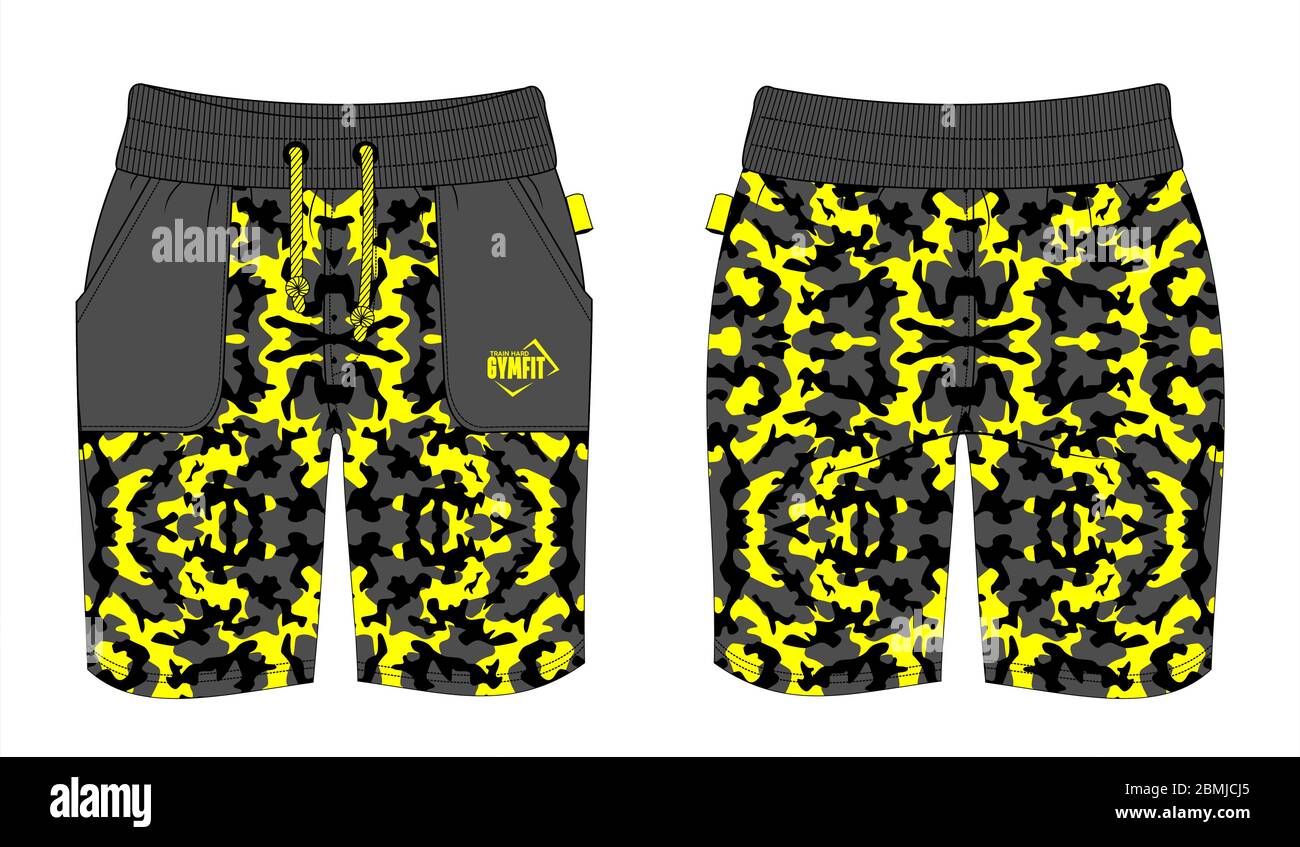 short homme avec poches jaune milléo-jaune modèle patten gris Illustration de Vecteur