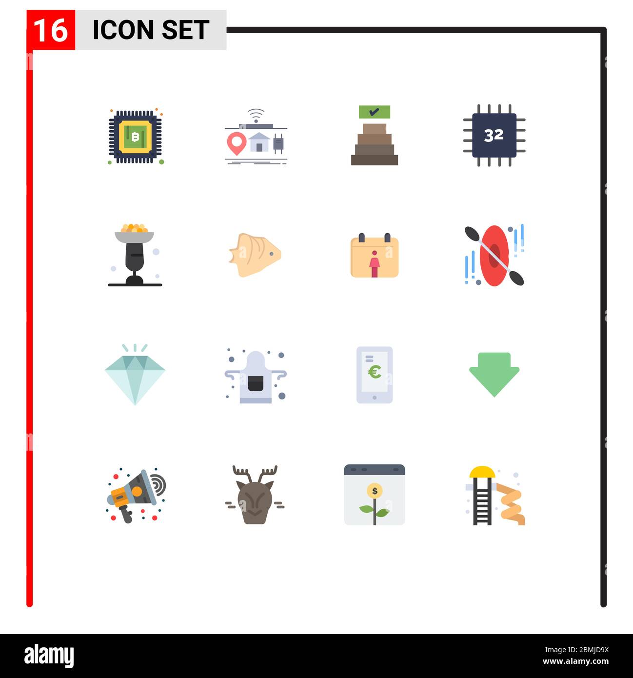 16 icônes créatives signes et symboles modernes de la cuisine, matériel, succès, gadget, ordinateurs Pack éditable d'éléments de conception de vecteur créatif Illustration de Vecteur