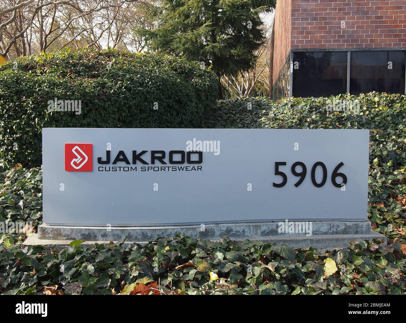 Enseigne Jakroo à Pleasanton, Californie Banque D'Images