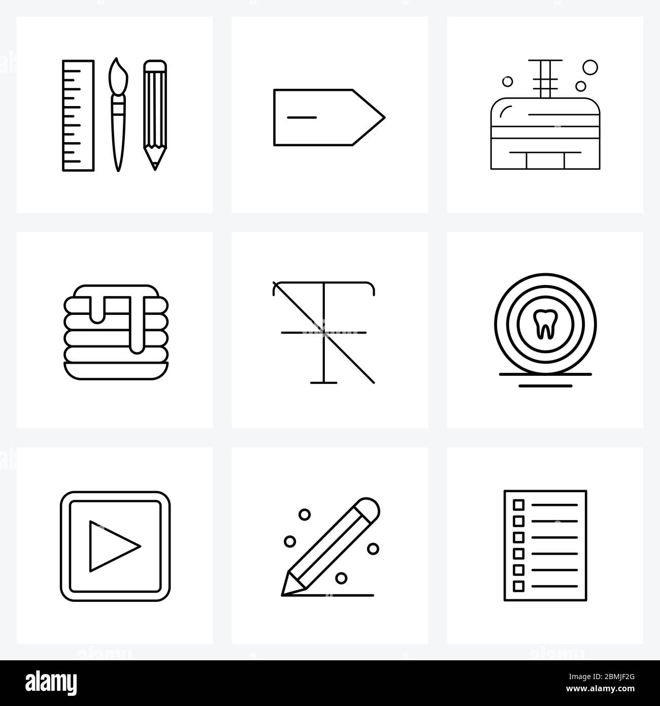 9 icônes Universal Line pour Web et Mobile tooth, italique, camping, mise en forme, sirop Illustration vectorielle Illustration de Vecteur