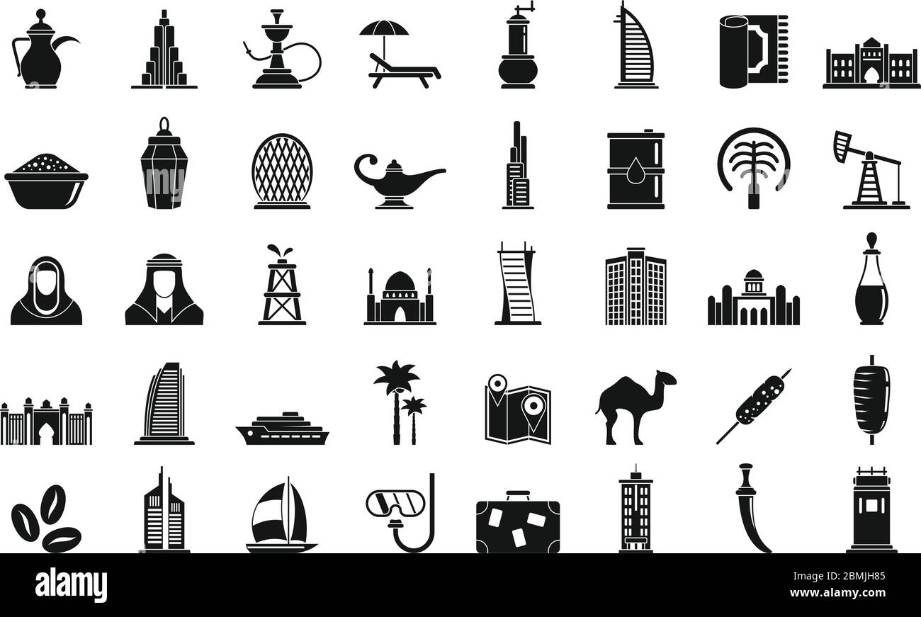 Icônes de Dubaï. Ensemble simple d'icônes vectorielles de Dubaï pour la conception de sites Web sur fond blanc Illustration de Vecteur
