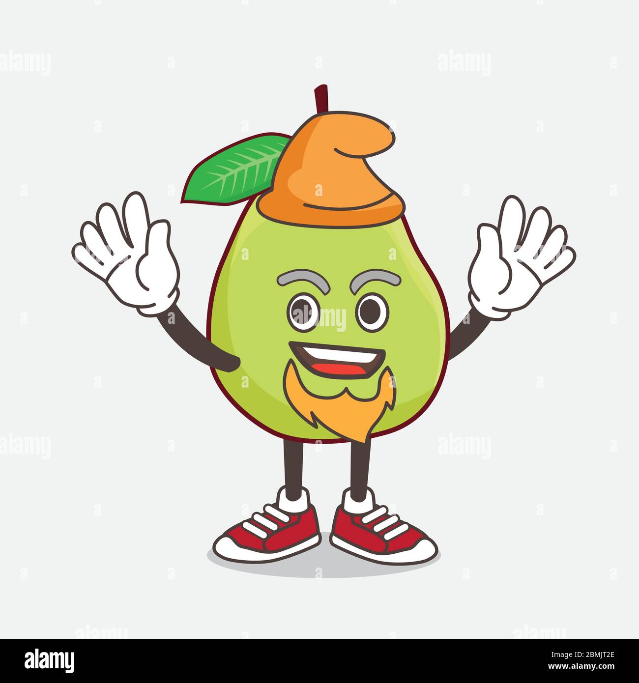 Illustration du personnage de mascotte de dessin animé de fruit de Guava, interprété comme un Elf sur la scène Illustration de Vecteur