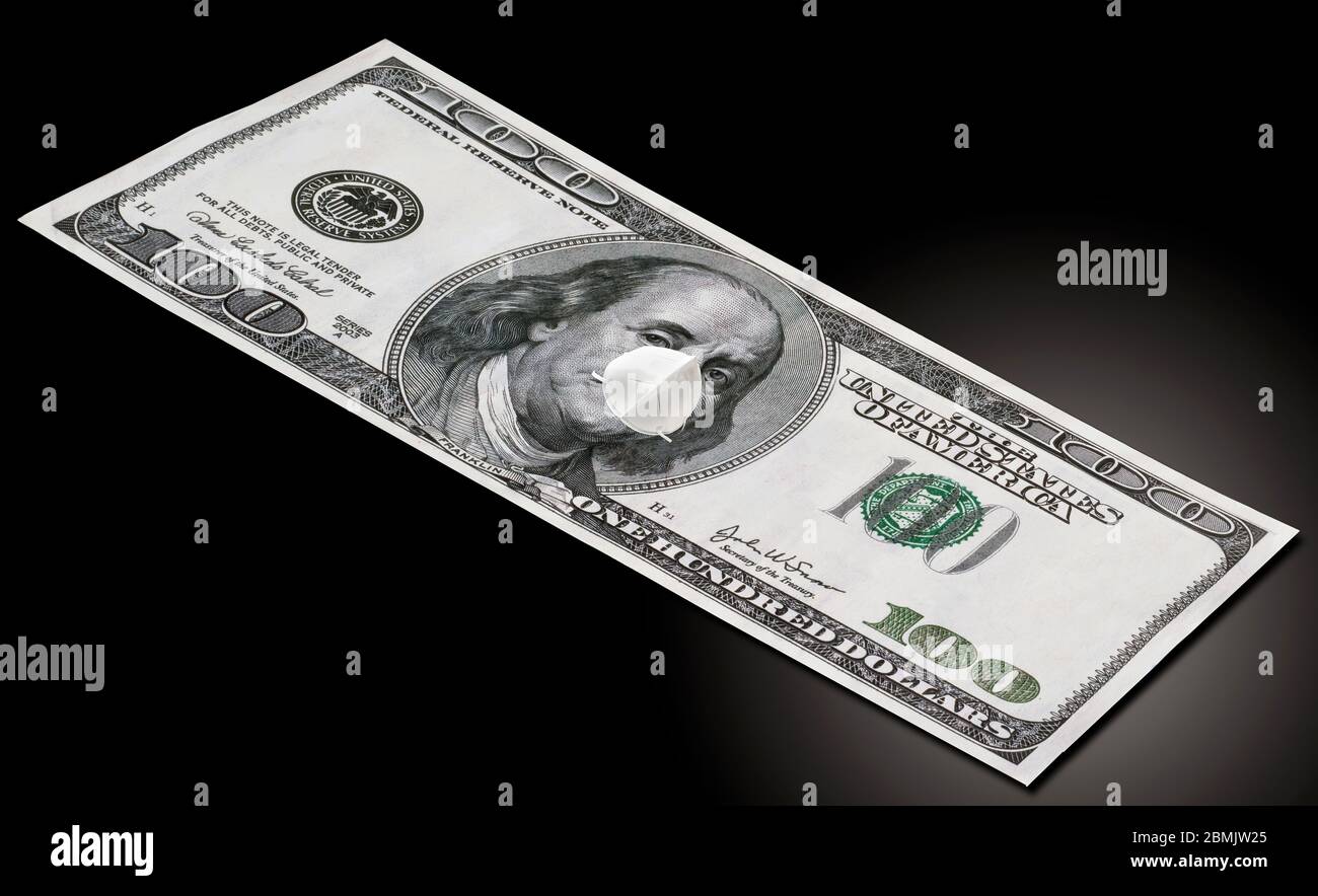 Benjamin Franklin portant le masque N95 . Banque D'Images