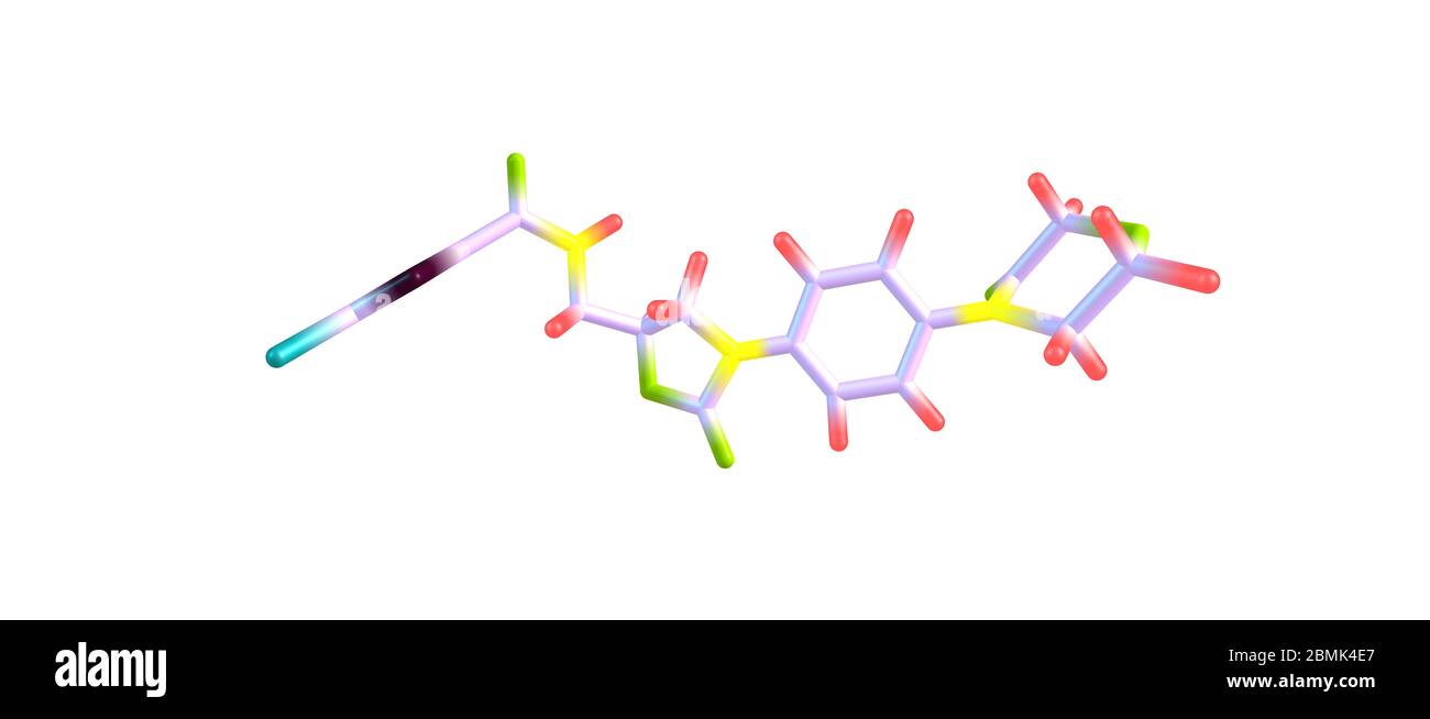 Le rivaroxaban est un médicament anticoagulant qui est pris par la bouche. Il est couramment utilisé pour prévenir les caillots sanguins. illustration 3d Banque D'Images