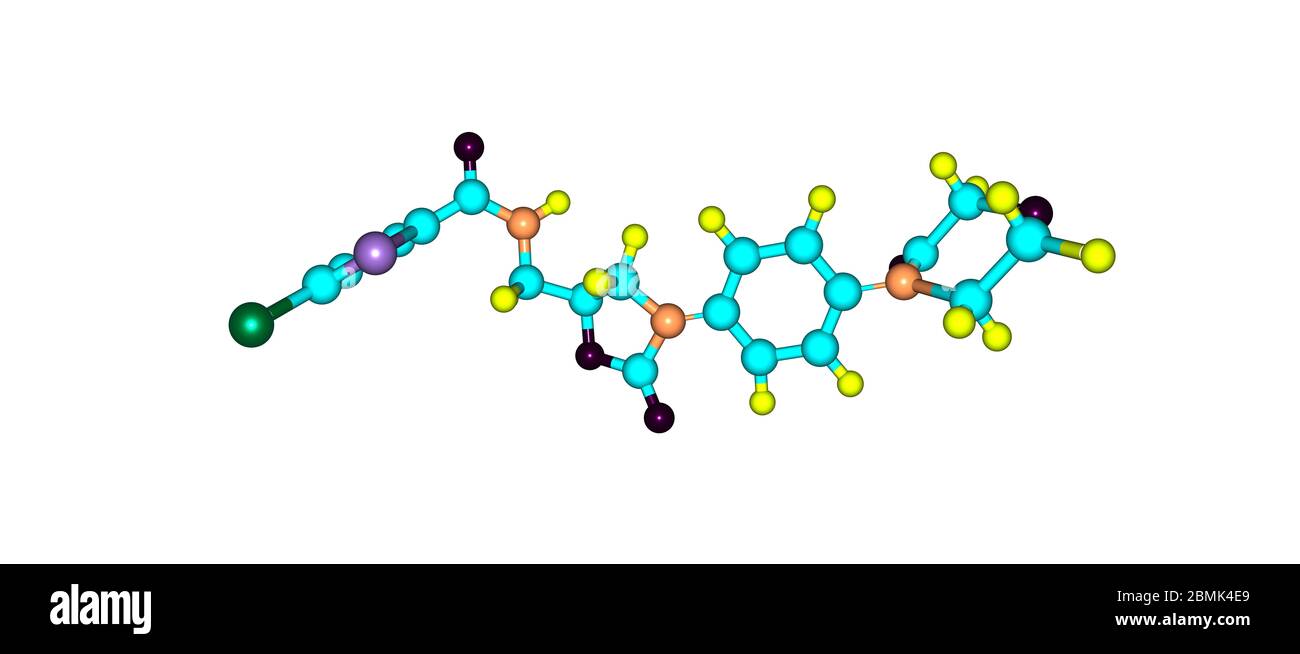 Le rivaroxaban est un médicament anticoagulant qui est pris par la bouche. Il est couramment utilisé pour prévenir les caillots sanguins. illustration 3d Banque D'Images