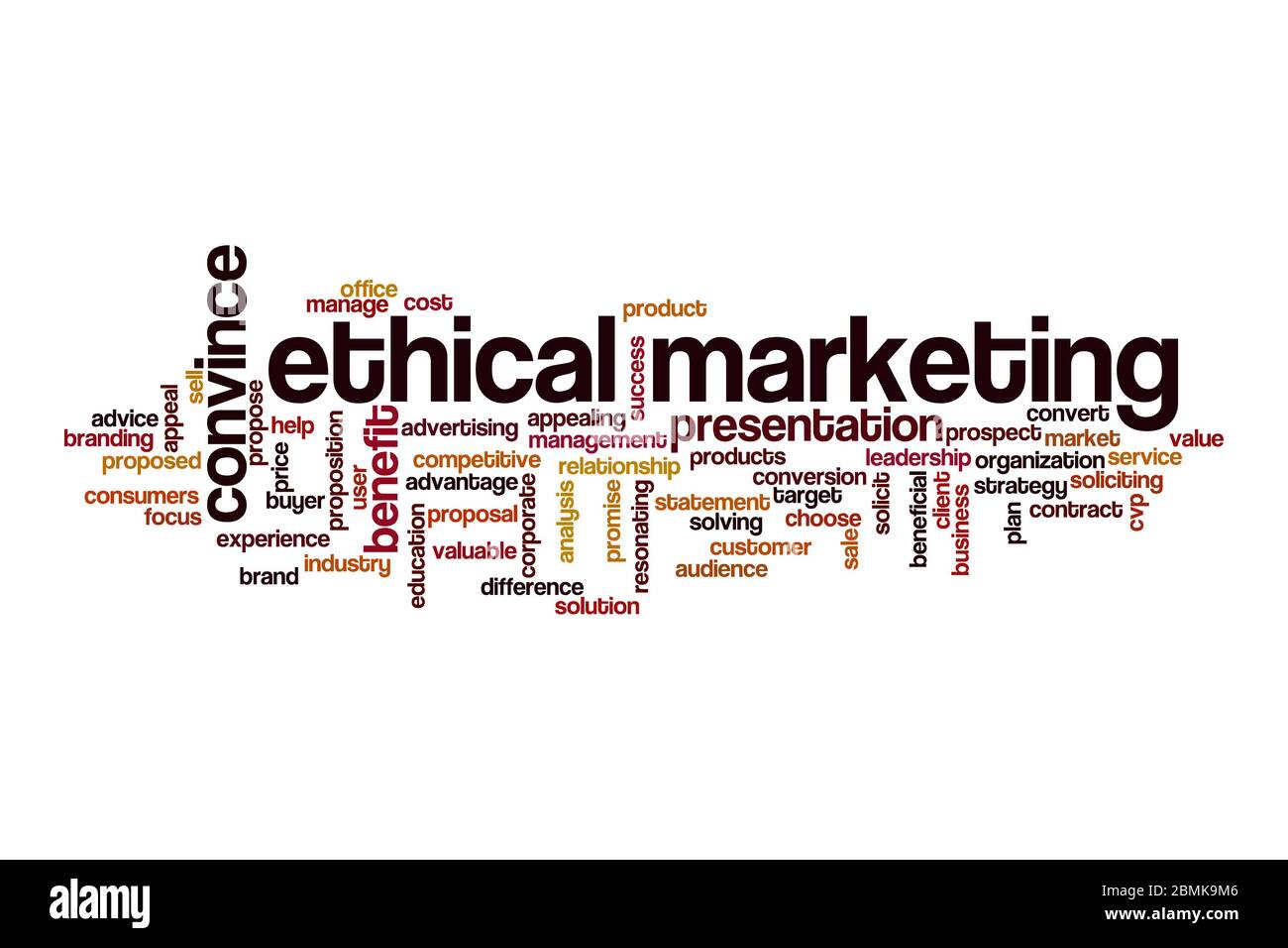 Concept de cloud de mot éthique marketing sur fond blanc Banque D'Images