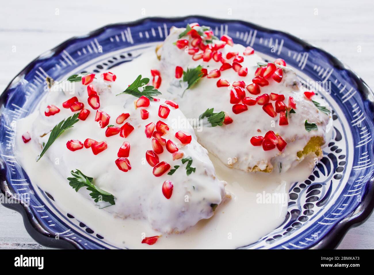 Chales en Nogada cuisine mexicaine cuisine épicée à Puebla au Mexique Banque D'Images