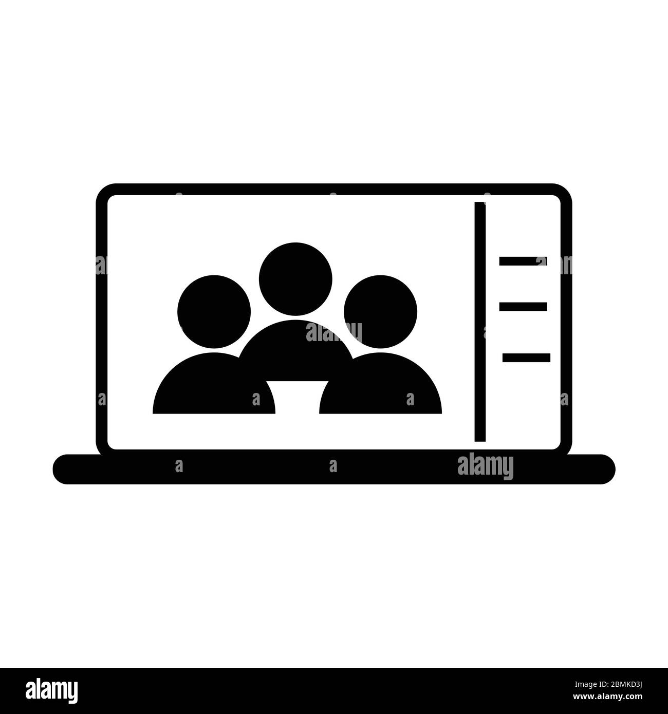 Conférence téléphonique sur ordinateur portable. Icône d'illustration noire vecteur EPS Illustration de Vecteur