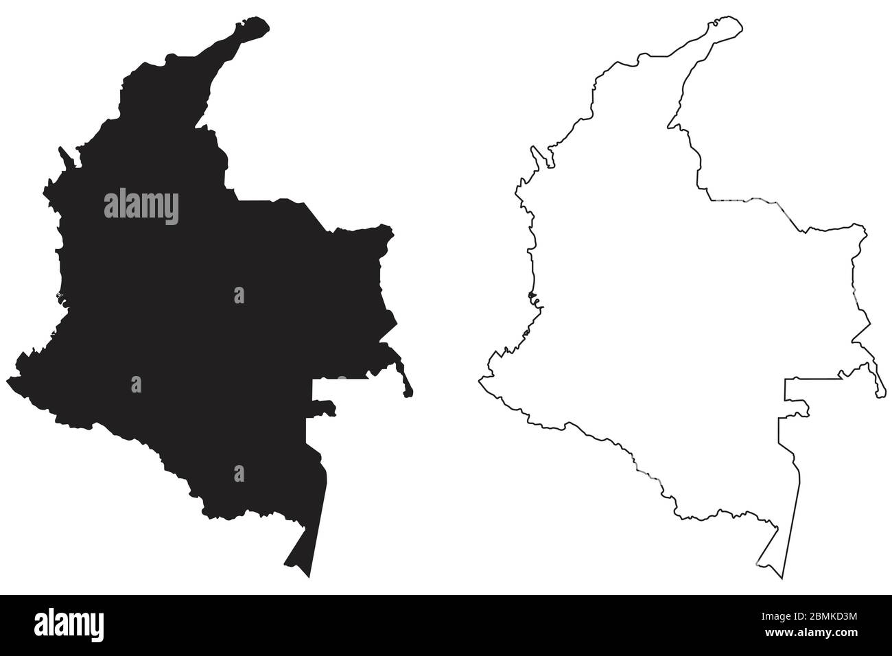 Carte de la Colombie. Silhouette et contour noirs isolés sur fond blanc. Vecteur EPS Illustration de Vecteur
