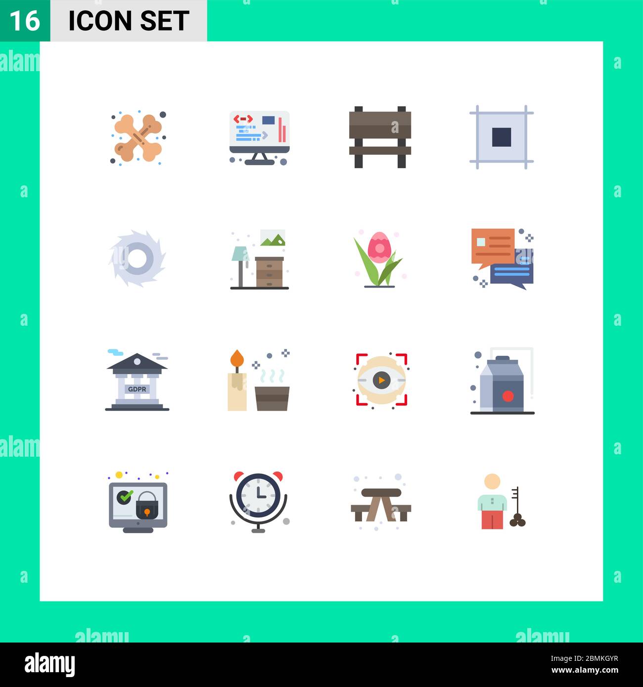 16 icônes créatives signes et symboles modernes de lames de ligne, de massicot, de banc, de web, de mise en page modifiable Pack d'éléments Creative Vector Design Illustration de Vecteur