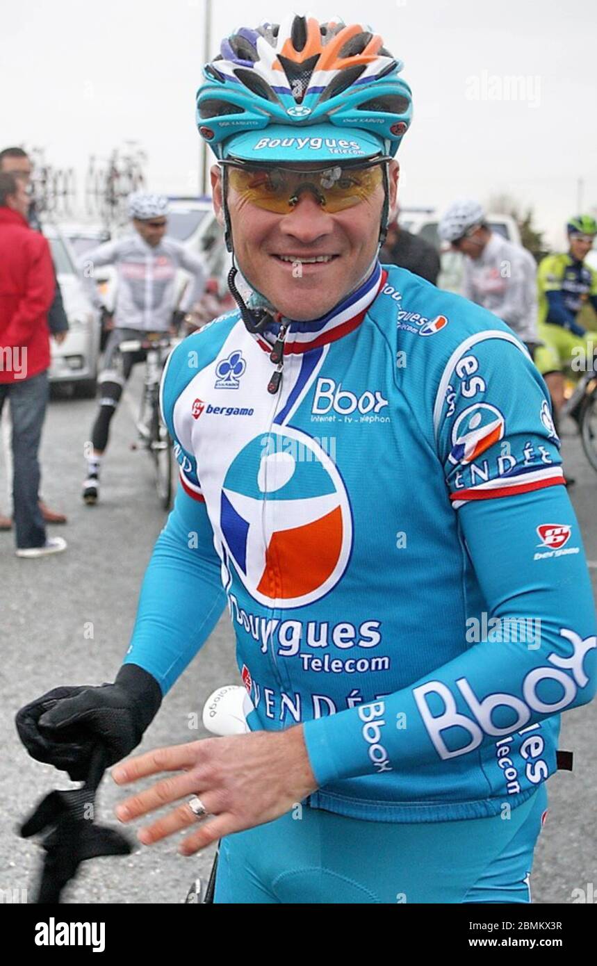 Thomas Voeckler de Bbox - Bouygues Telecom pendant le circuit de la Sarthe 2010, Varades › Angers le 07 avril 2010 à Varades, France - photo Laurent Lairys / DPPI Banque D'Images