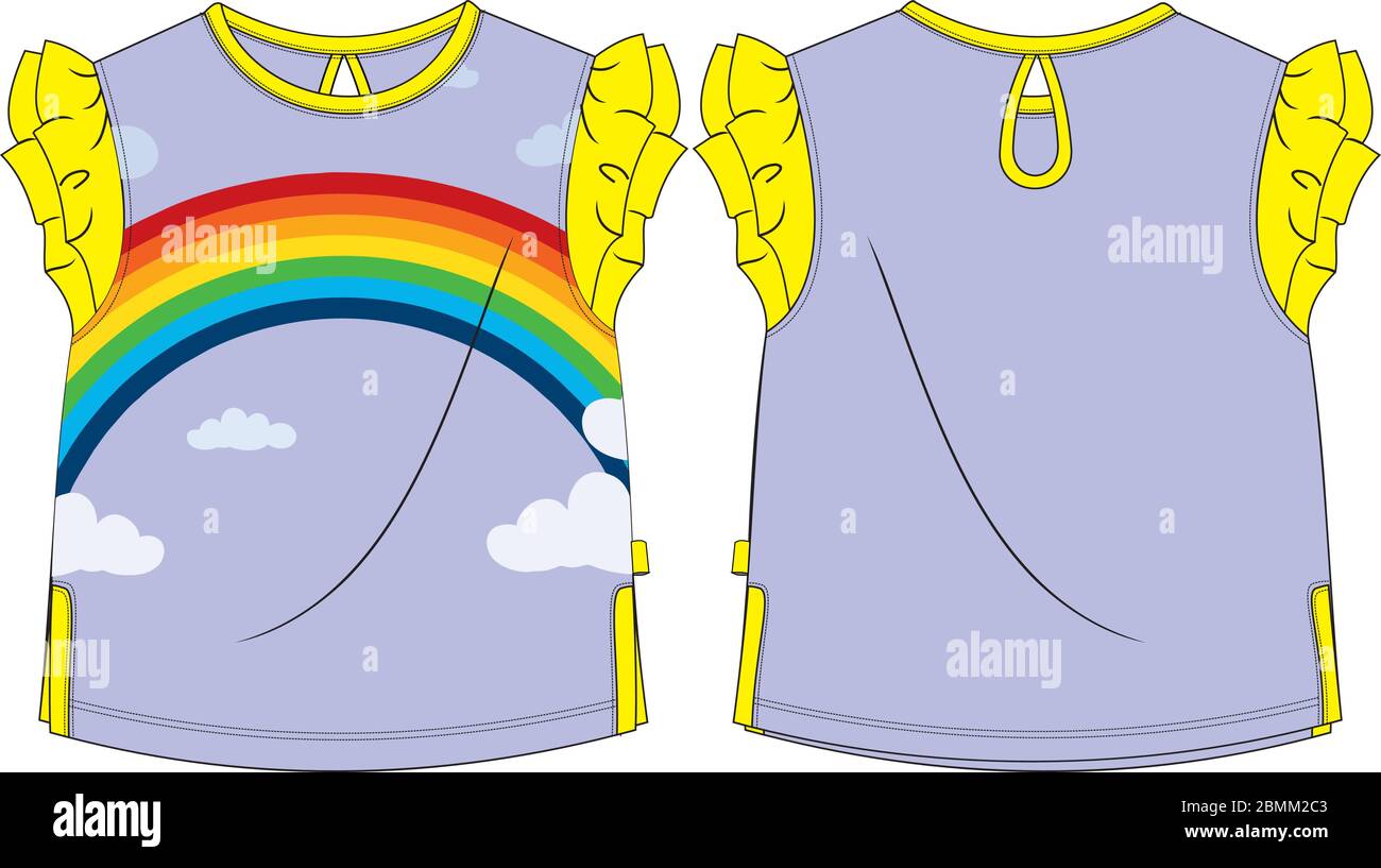 T-shirt fille motif textile arc-en-ciel Illustration de Vecteur