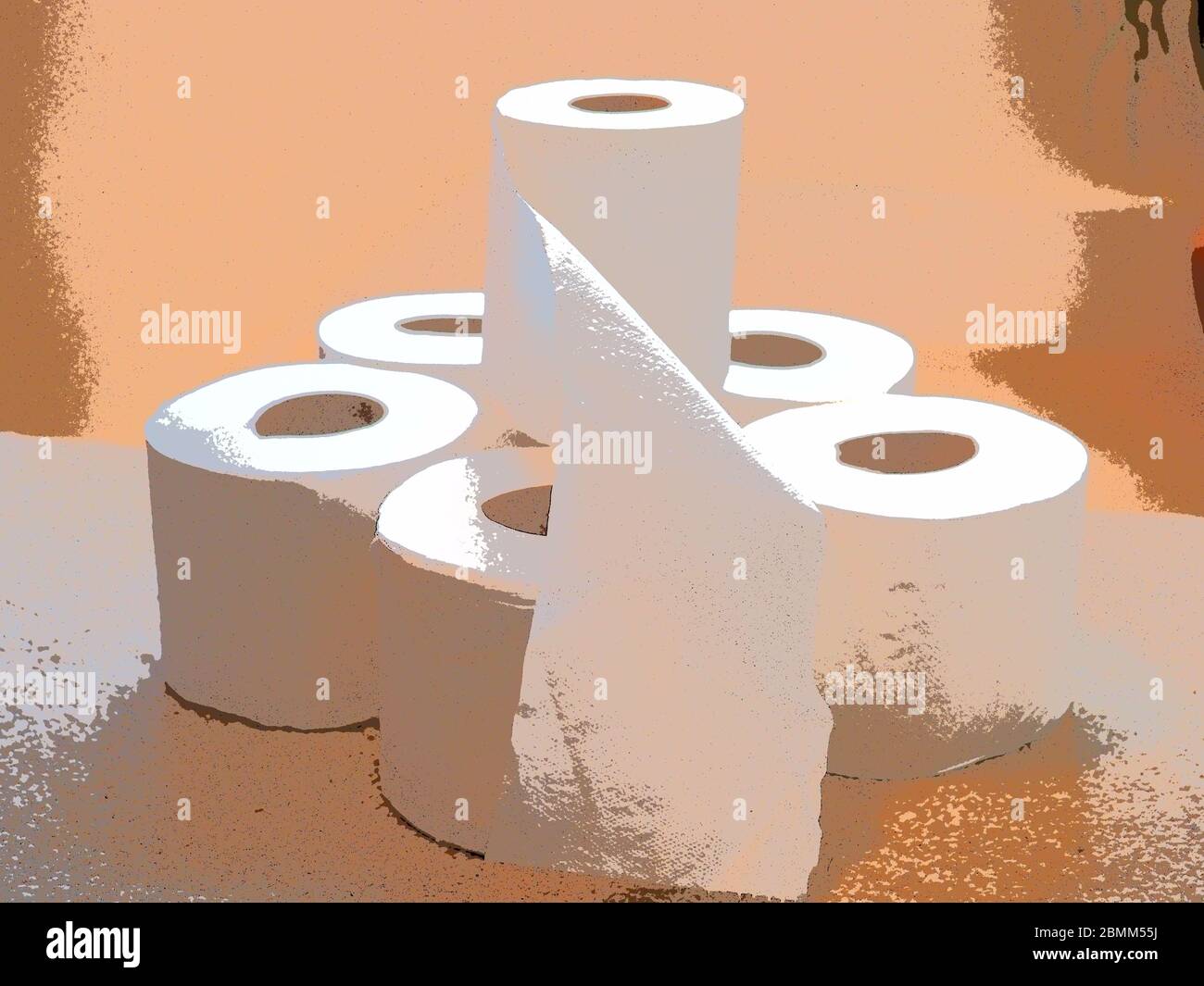 Un résumé Illustration d'UNE pile de rouleaux de toilettes , Londres, Royaume-Uni Banque D'Images