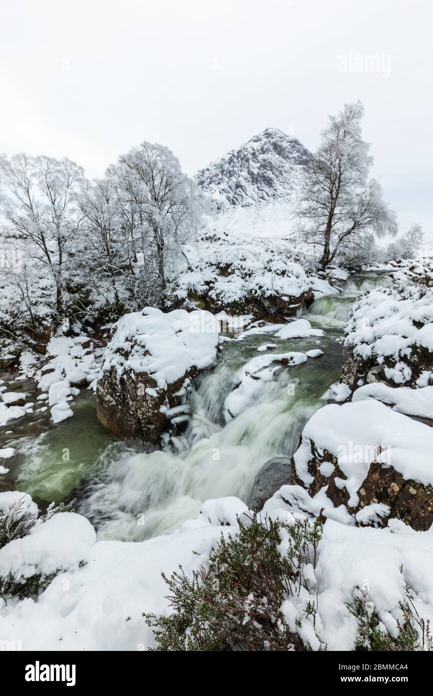 Buachille Etive Mor, Rannoch Moor, Écosse, enneigée Banque D'Images