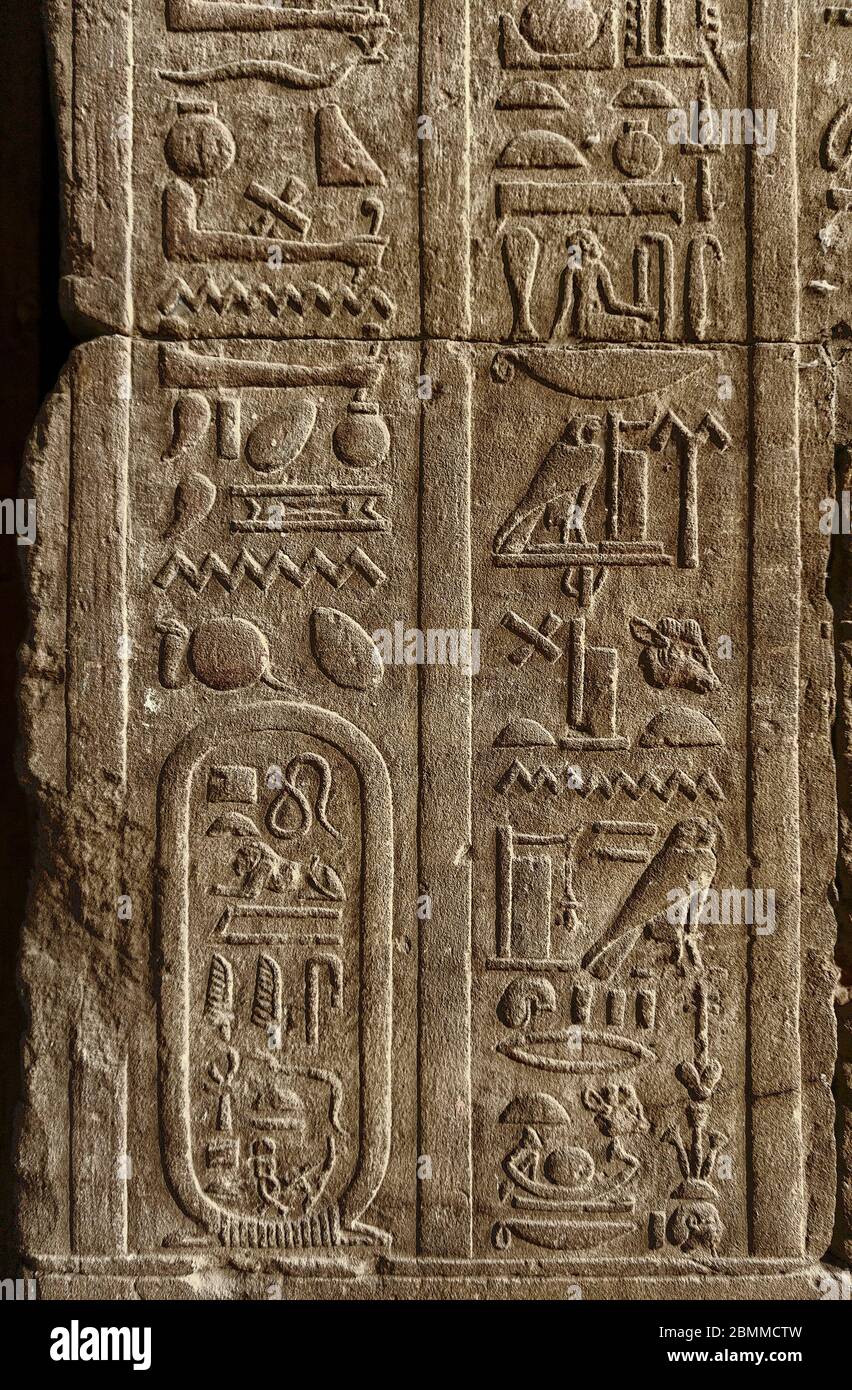 L'Egypte ancienne les hiéroglyphes sur le mur Banque D'Images