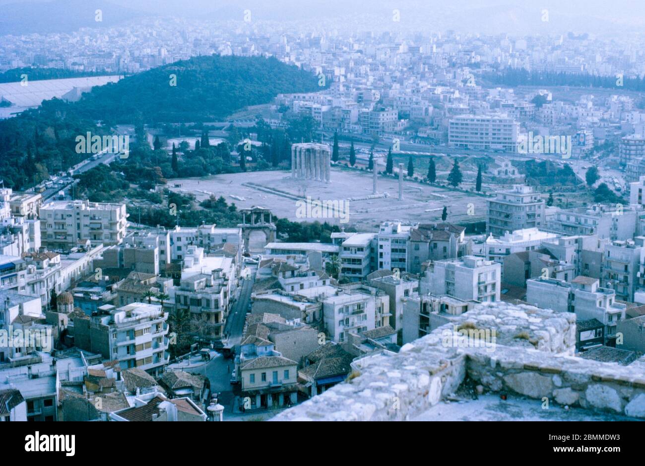 Olympia, Grèce. 1974. Vue sur le temple de Zeus. Banque D'Images