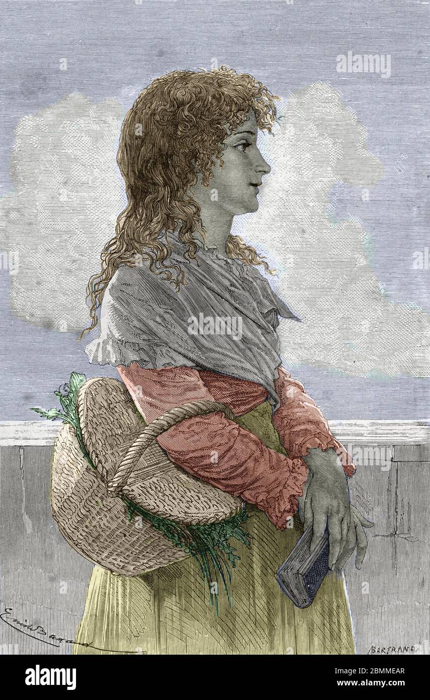 Révolution francaise : 'Portrait de Manon (Jeanne Marie) Roland Philiponon dite Madame Roland (1754-1793), membre du parti girondin, jeune fille' - Grav Banque D'Images