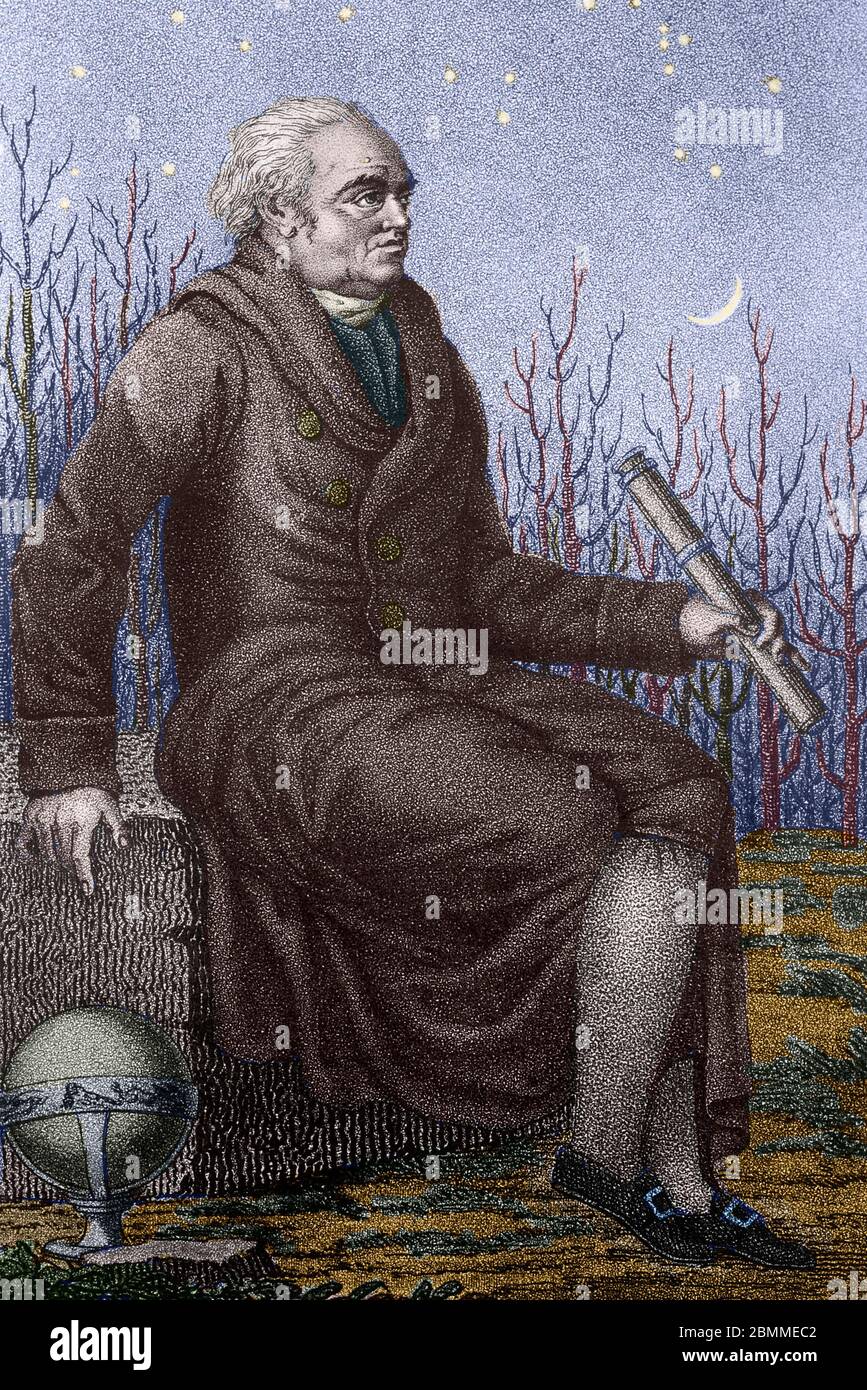 Portrait de sir Friedrich Wilhelm Herschel (1738-1822), astronaute et physique germano-britannique, fondeur de l'astronome moderne, découple d'ur d'ur Banque D'Images