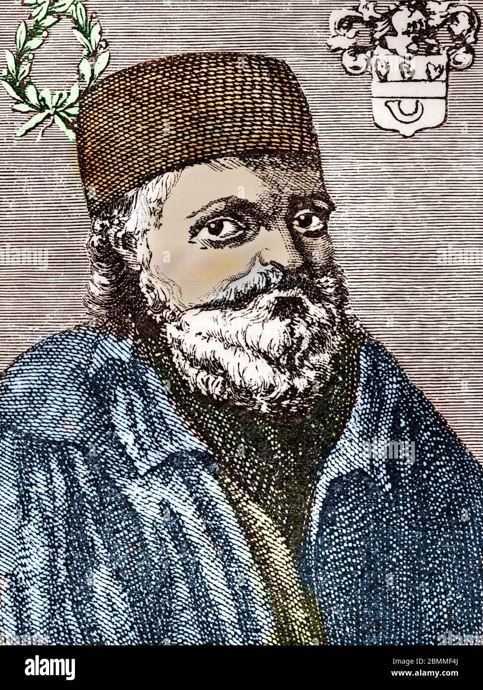 Portrait de l'alchimiste français Nicolas Flamel (1330-1418) - Gravure - Portrait de l'alchimiste français Nicolas Flamel - Gravure Collection privée Banque D'Images