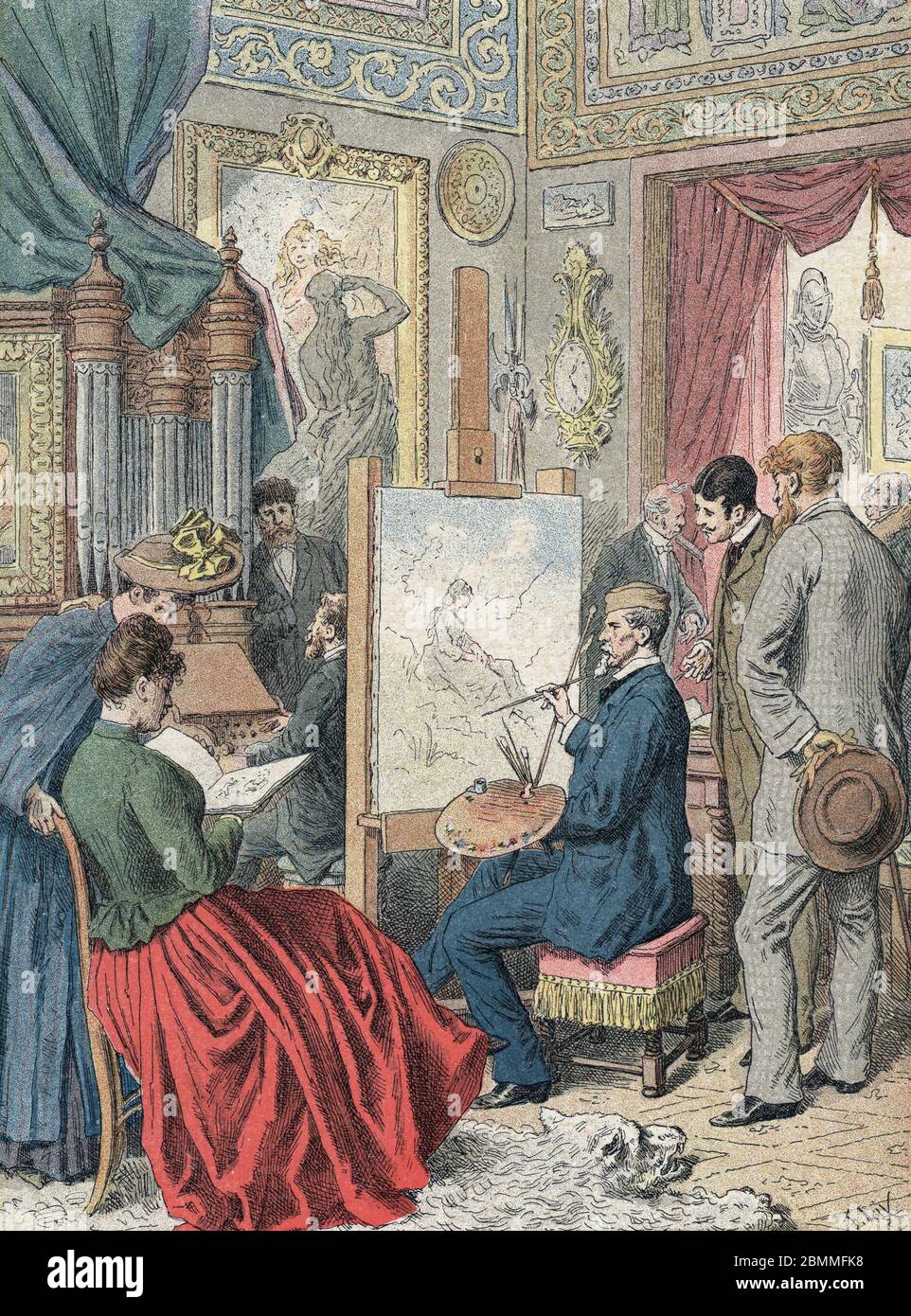 'Conférence parisienne : vue de l'atelier d'un œil à Paris, il recoit chez lui des souvenirs de la haute bourgeoisie' (la terre parisienne, le lieu de travail Banque D'Images