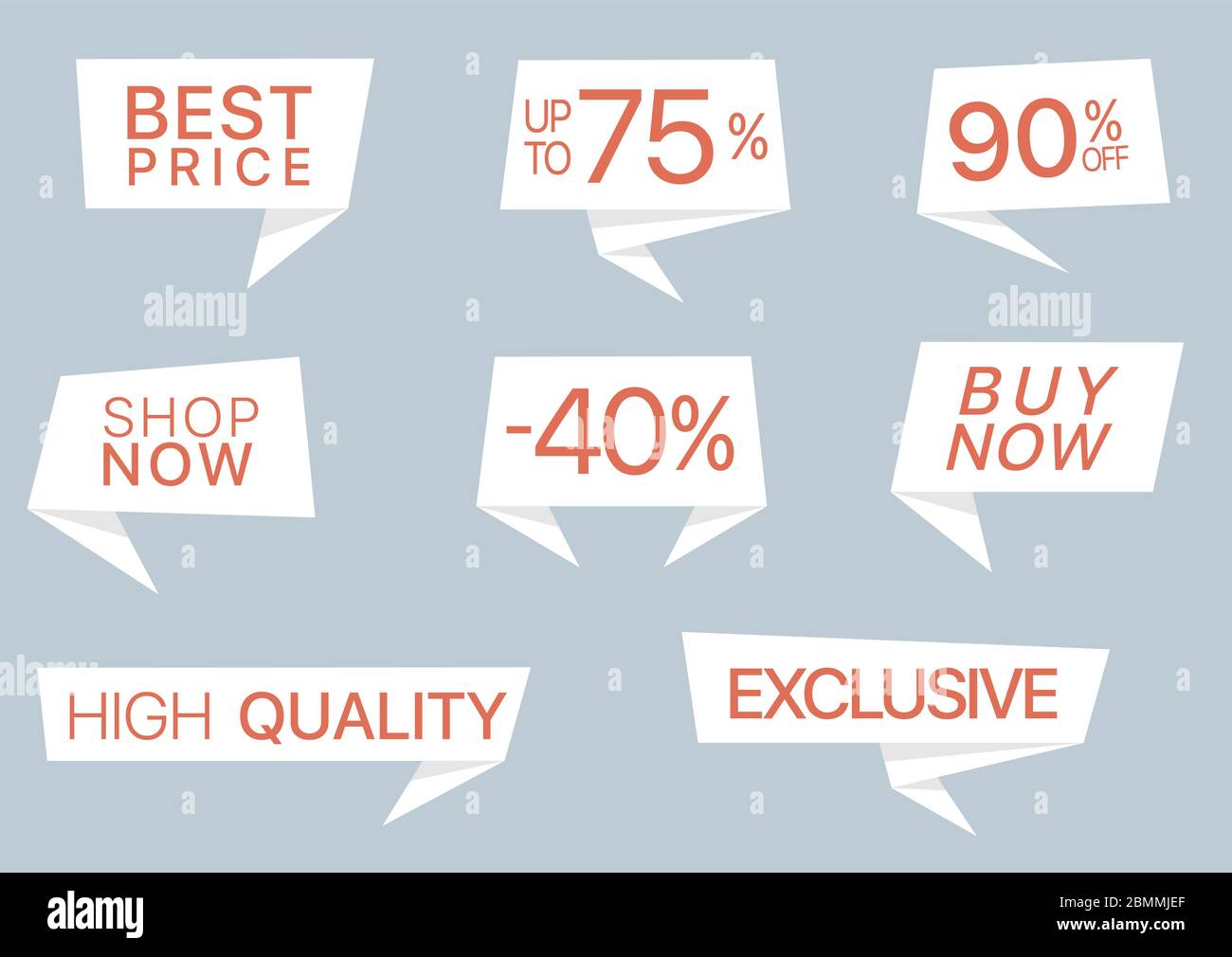 Jeu d'étiquettes en papier rouge Illustration de Vecteur