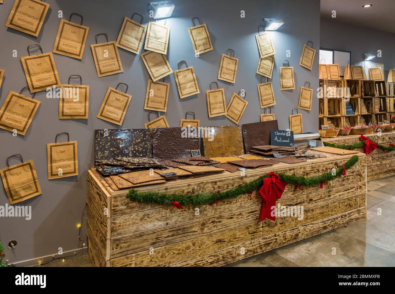 Intérieur de la chocolaterie - la confiseria saunier - chocolat maison - Bruxelles, Belgique Banque D'Images