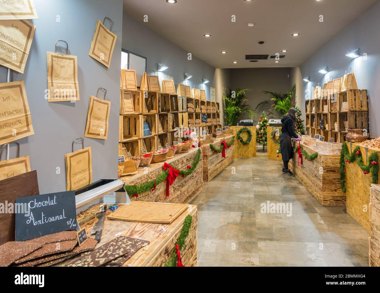 Intérieur de la chocolaterie - la confiseria saunier - chocolat maison - à Bruxelles, Belgique - Banque D'Images