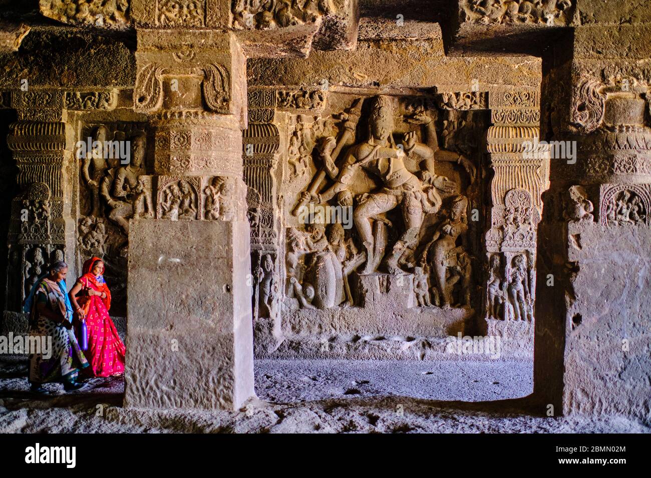Inde, Maharashtra, temple de la grotte d'Ellora, patrimoine mondial de l'UNESCO, grotte N°14 Banque D'Images