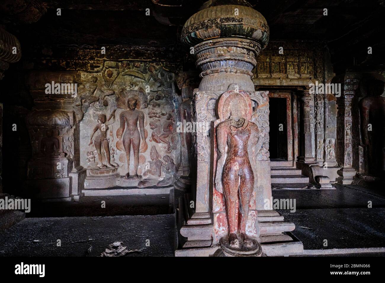 Inde, Maharashtra, temple de la grotte d'Ellora, patrimoine mondial de l'UNESCO, grotte N°32 Banque D'Images