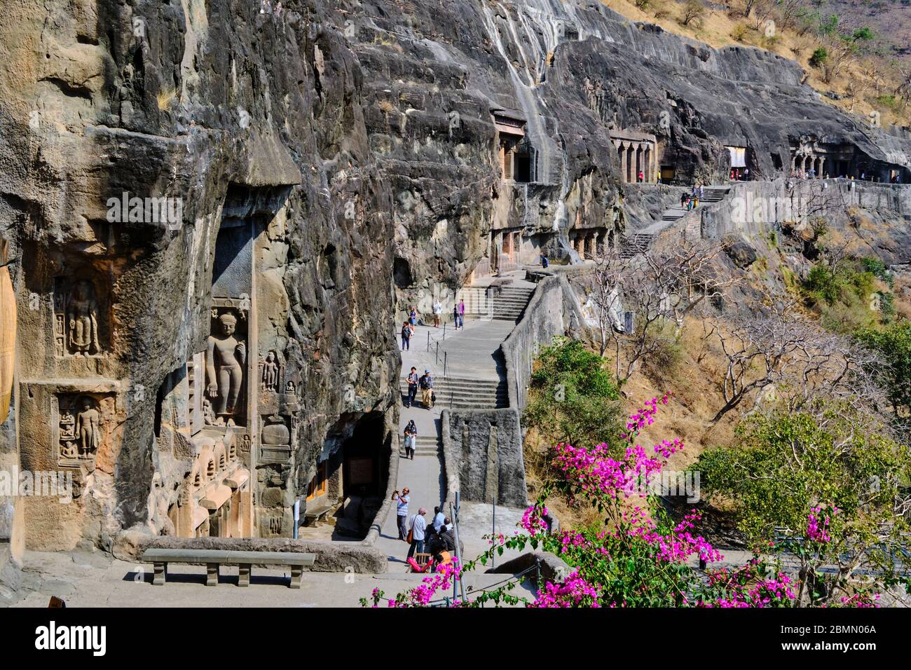 Inde, Maharashtra, temple de la grotte d'Ajanta, patrimoine mondial de l'UNESCO, Banque D'Images