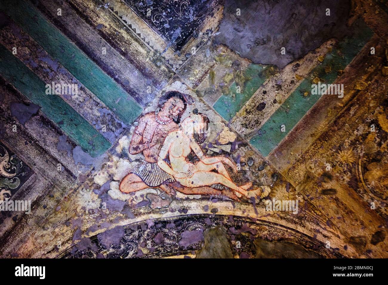 Inde, Maharashtra, temple de la grotte d'Ajanta, patrimoine mondial de l'UNESCO, grotte N°1 Banque D'Images