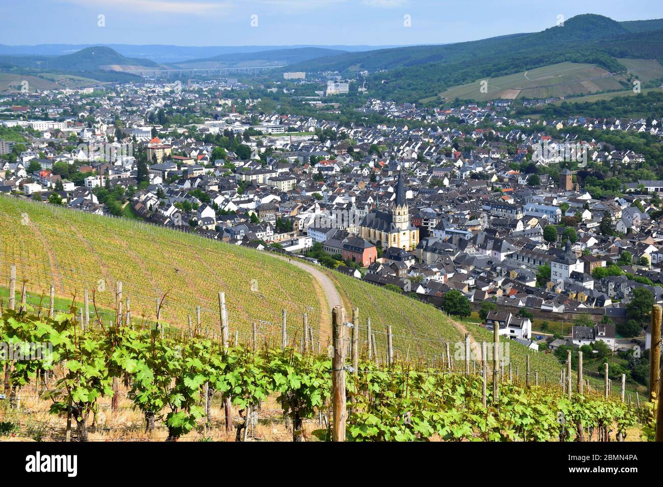 Vue aérienne des vignobles et de la ville de Bad Neuenahr , Allemagne Banque D'Images