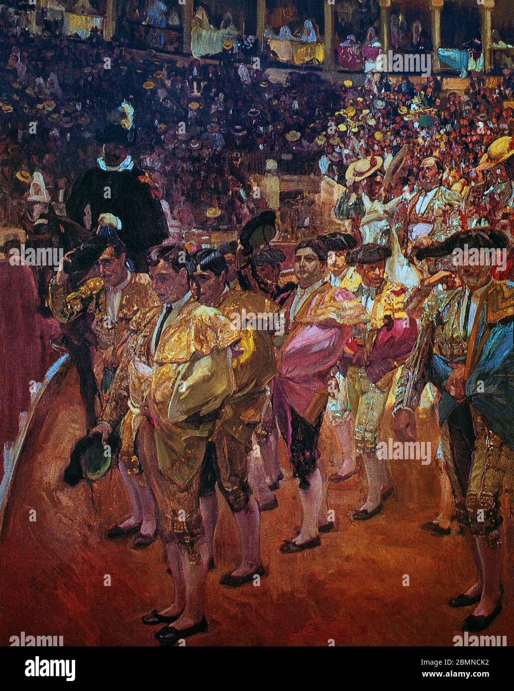 Une parade de torériers pendant le Paseillo (ou salut) dans le arène de Séville, peinte en 1915 par l'artiste espagnol Joaquin Sorolla y Bastida (1863-1923. Banque D'Images
