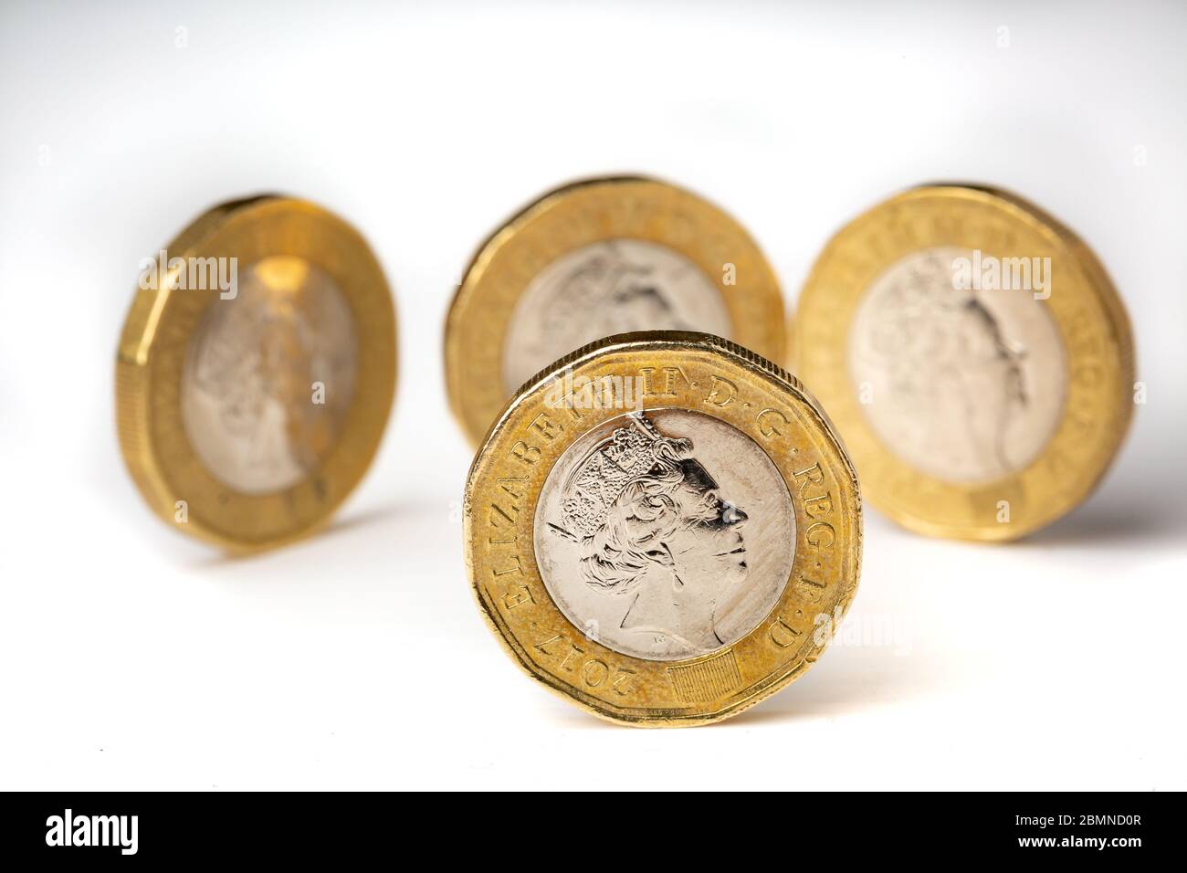 British One Pound coins: £1 pièces sterling Banque D'Images