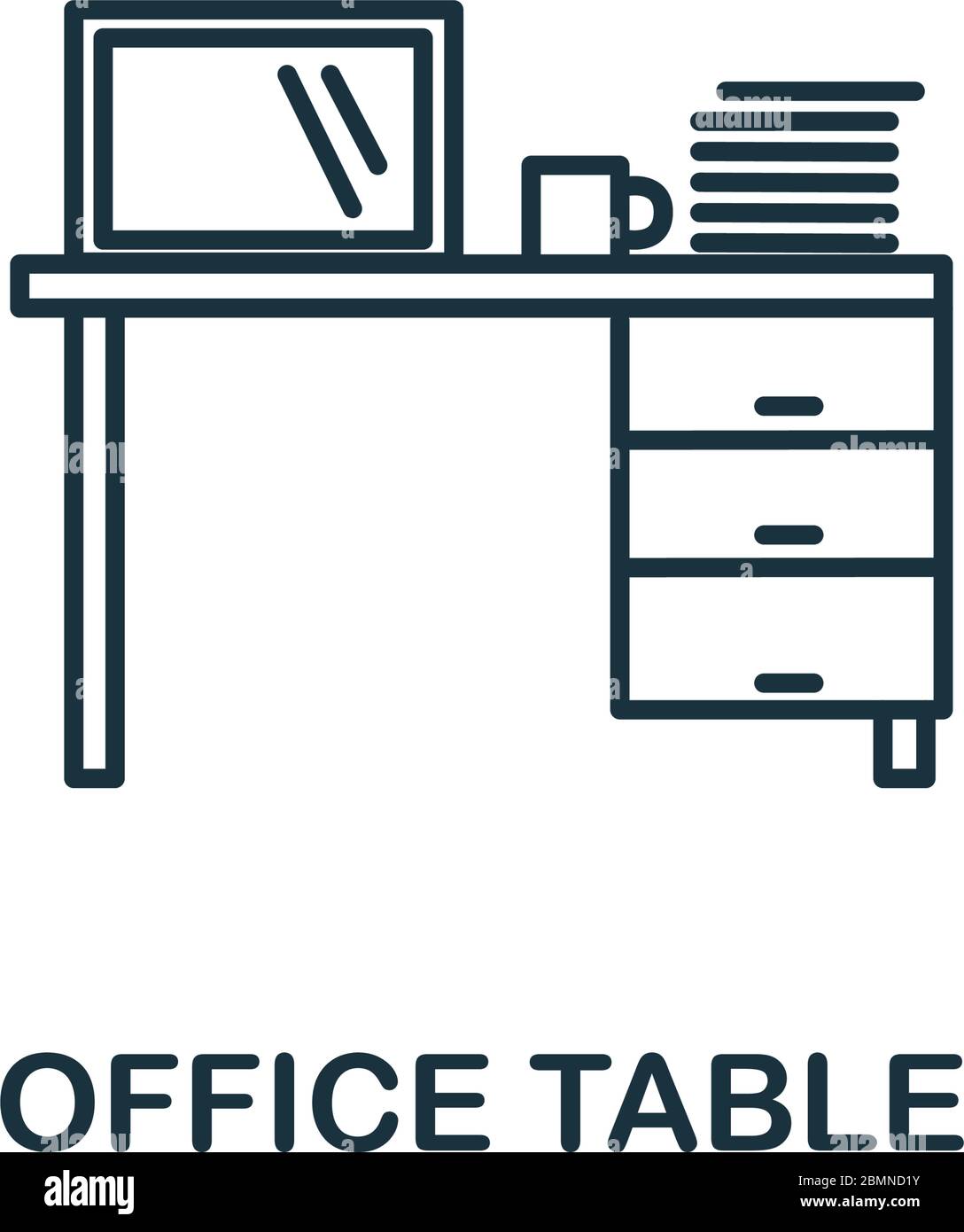 Icône de la table de bureau de la collection intérieure. Symbole de table Office à élément de ligne simple pour les modèles, la conception Web et les infographies Illustration de Vecteur