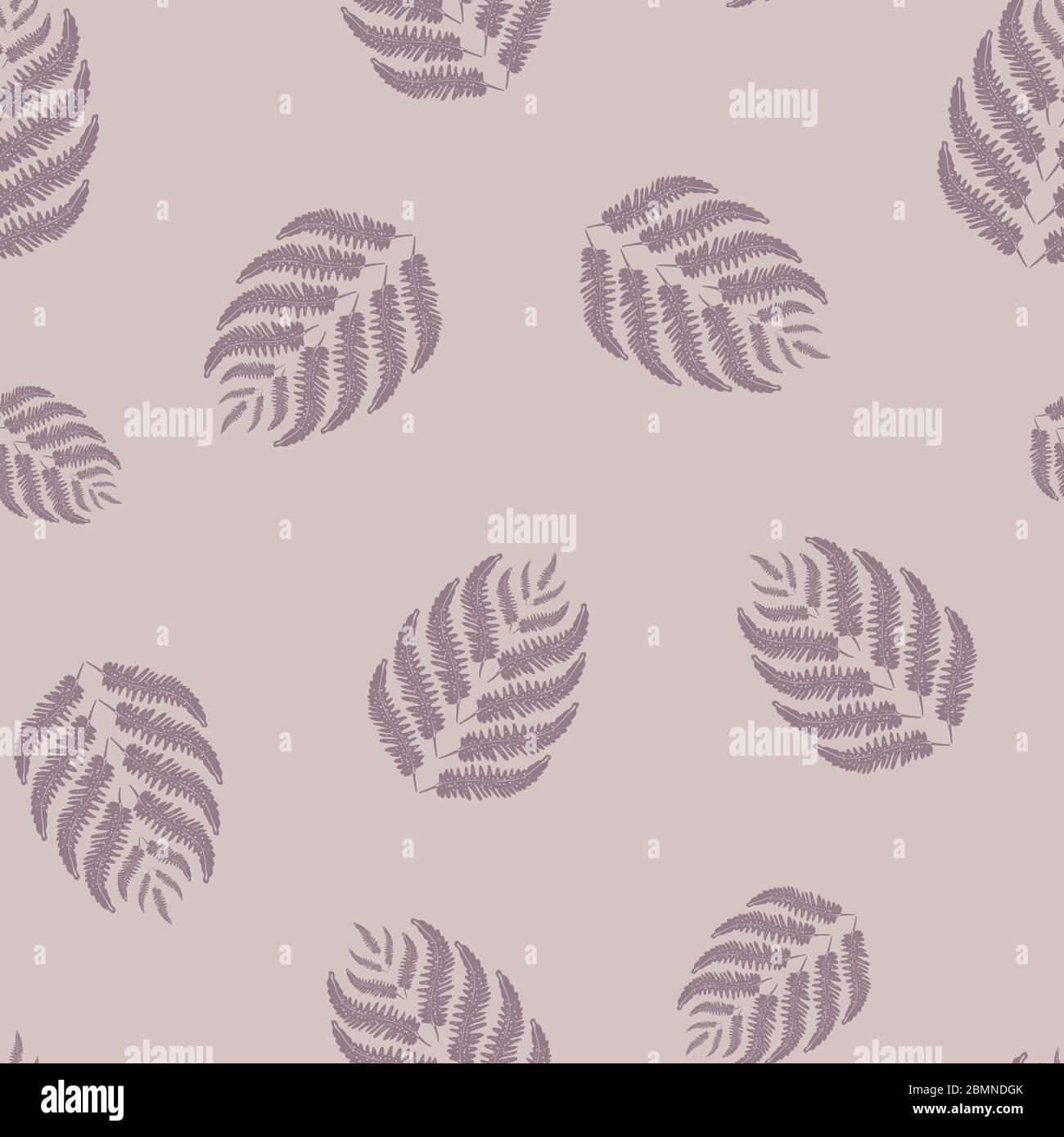 Fern laisse un arrière-plan vectoriel de motif sans couture. Toile de fond mauve monochrome avant plante forestière. Illustration du feuillage botanique dessiné à la main. Partout Illustration de Vecteur