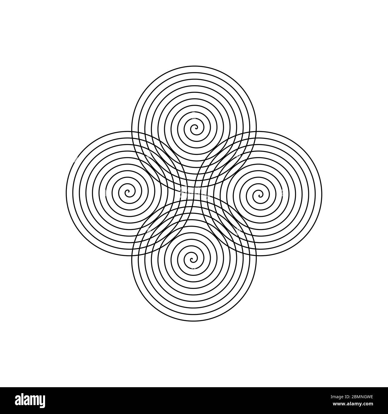 Modèle de conception de logo à feuilles en spirale abstrait. Design linéaire élégant. Illustration du vecteur de stock isolée sur fond blanc. Illustration de Vecteur