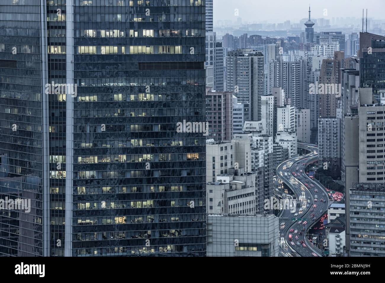 Extérieur du bâtiment de bureau et paysage urbain à Shanghai Banque D'Images