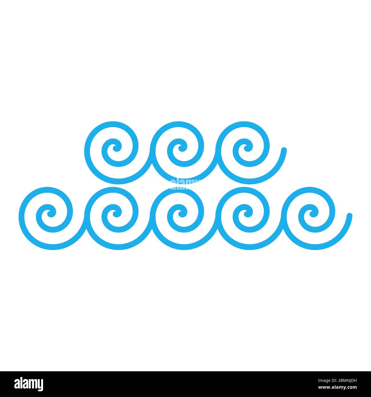 Motif vague bleu ou style linéaire iconOcean. Illustration du vecteur de stock isolée sur fond blanc. Illustration de Vecteur