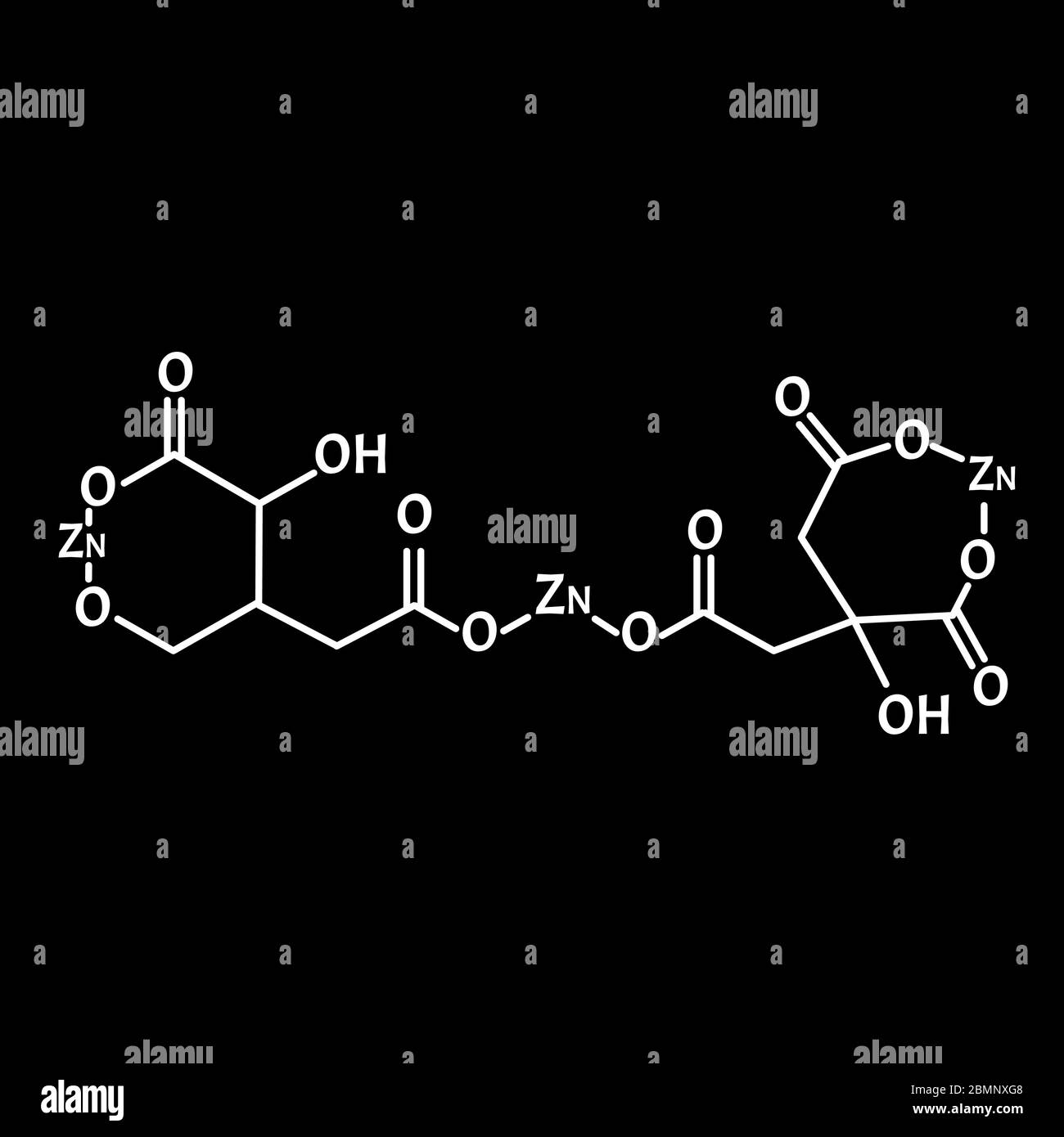 Le citrate de zinc est une formule chimique moléculaire. Infographies du zinc. Illustration vectorielle sur un arrière-plan isolé. Illustration de Vecteur