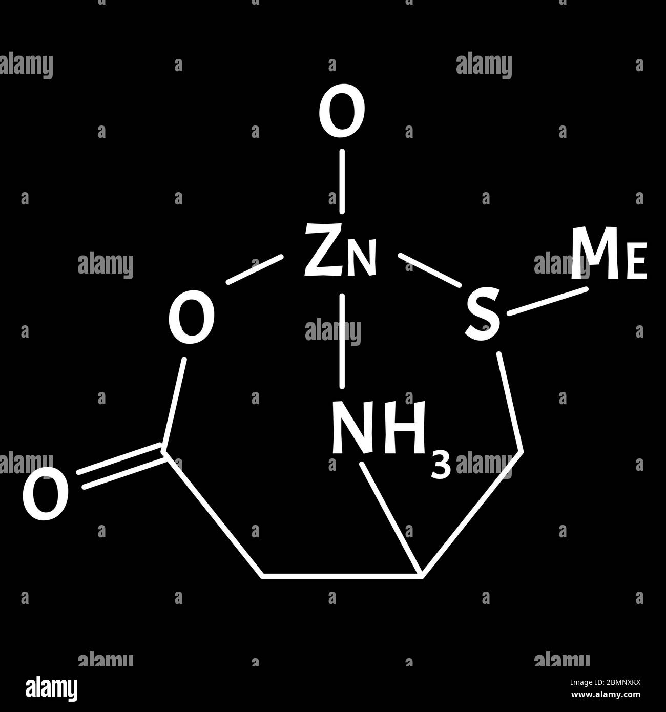 La monométhionine de zinc est une formule chimique moléculaire. Infographies du zinc. Illustration vectorielle sur un arrière-plan isolé. Illustration de Vecteur