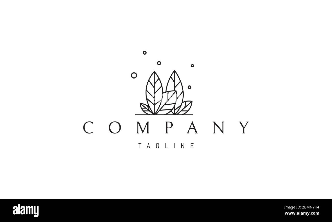 Logo vectoriel sur lequel une image abstraite de grandes feuilles sous forme d'arbres. Illustration de Vecteur